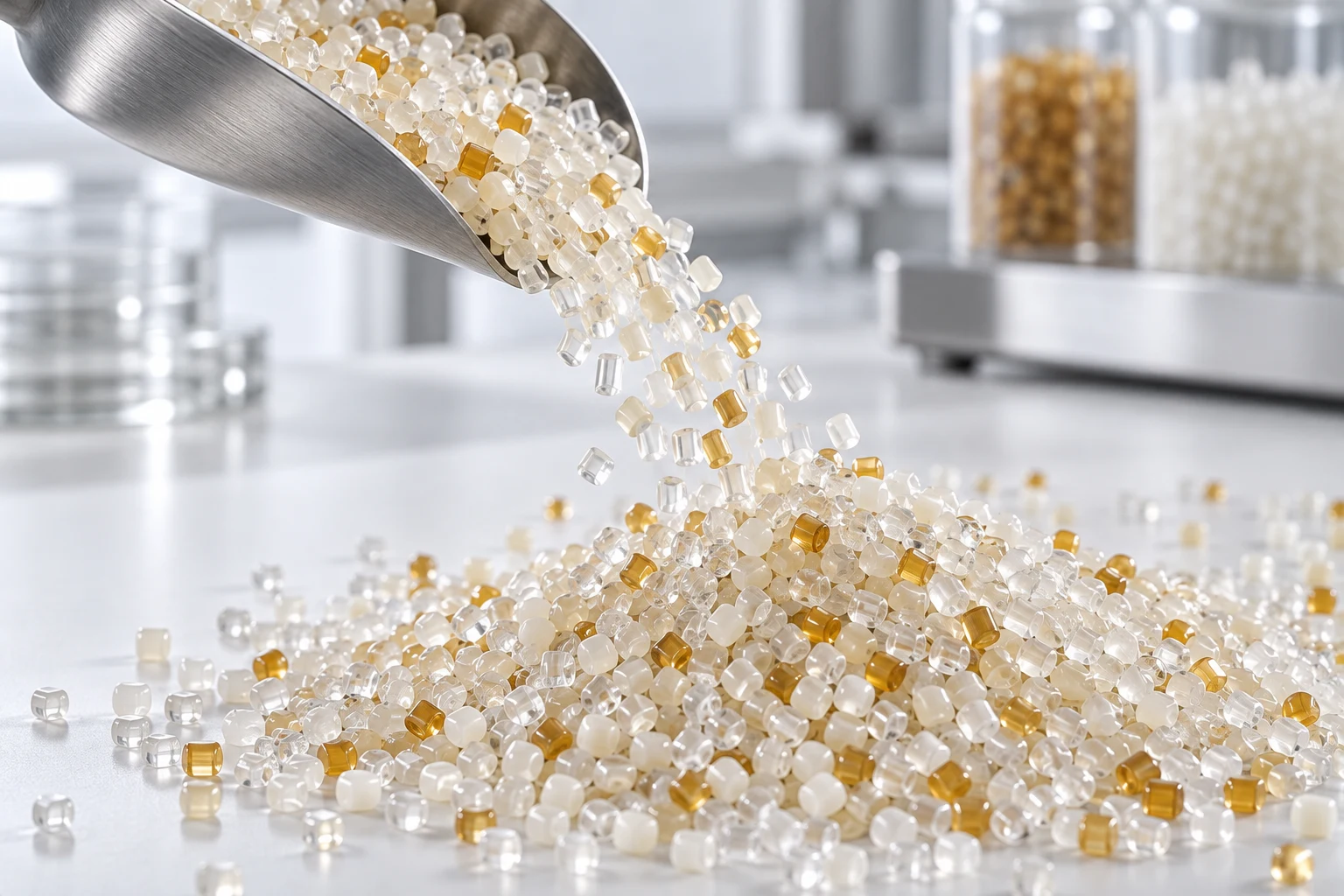 Translucent polymer granules
